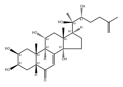 Cholesta-7,25-dien-6-one, 2,3,11,14,20,22-hexahydroxy-, (2β,3β,5β,11α,22R)- Structure