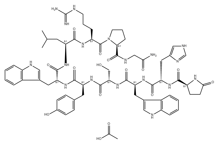 160296-12-8 Luteinizing hormone-releasing factor (swine), 6-D-tryptophan-, acetate (1:)