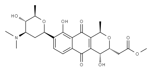 1H-Naphtho(2,3-c)pyran-3-acetic acid, 3,4,5,10-tetrahydro-4,9-dihydrox y-1-methyl-5,10-dioxo-8-(2,3,6-trideoxy-3-(dimethylamino)-beta-D-arabi no-hexopyranosyl)-, methyl ester, (R-(1alpha,3beta,4beta))- Structure