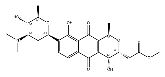 1H-Naphtho(2,3-c)pyran-3-acetic acid, 3,4,5,10-tetrahydro-4,9-dihydrox y-1-methyl-5,10-dioxo-8-(2,3,6-trideoxy-3-(dimethylamino)-beta-D-arabi no-hexopyranosyl)-, methyl ester, (R-(1alpha,3beta,4beta))-|