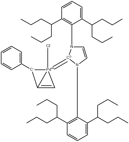 Palladium, [1,3-bis[2,6-bis(1-propylbutyl)phenyl]-1,3-dihydro-2H-imidazol-2-ylidene]chloro[(1,2,3-η)-1-phenyl-2-propen-1-yl]-,1609194-28-6,结构式