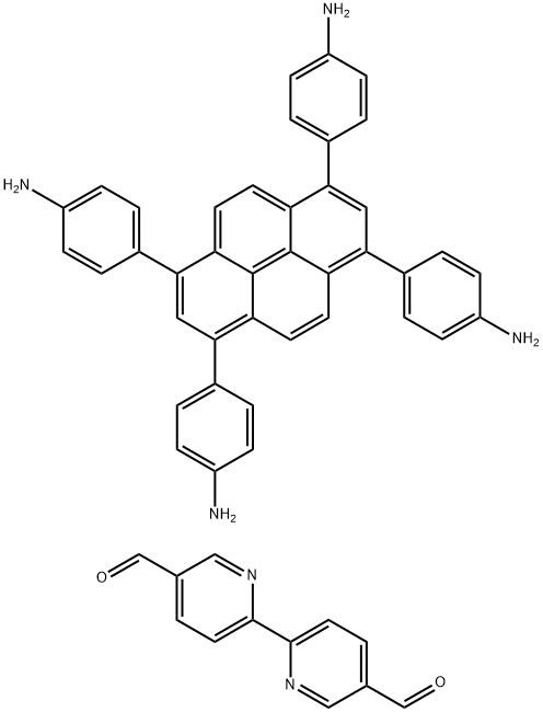 [2,2'-Bipyridine]-5,5'-dicarboxaldehyde, polymer with 4,4',4'',4'''-(1,3,6,8-pyrenetetrayl)tetrakis[benzenamine] Structure