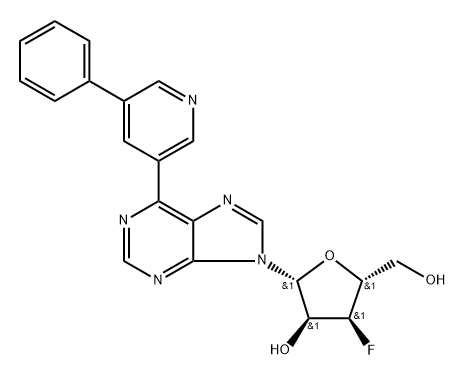 9-(3-Deoxy-3-fluoro-β-D-ribofuranosyl)-6-(5-phenylpyridin-3-yl)purine Structure