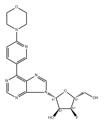 9-(3-Deoxy-3-fluoro-β-D-ribofuranosyl)-6-[6-(4-morpholinyl)pyridin-3-yl]purine Structure
