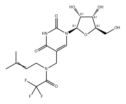 5-(N-Isopentenyl-N-trifluoroacetyl) aminomethyluridine,1613530-43-0,结构式