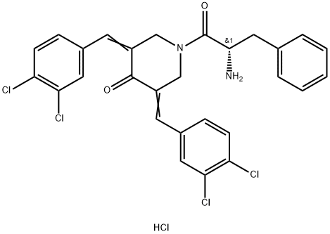 3,5-ビス(3,4-ジクロロベンジリデン)-1-[(2R)-2-アジド-3-フェニルプロパノイル]ピペリジン-4-オン 化学構造式