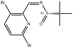 2-Propanesulfinamide, N-[(3,6-dibromo-2-pyridinyl)methylene]-2-methyl-, [N(Z),S(S)]- Structure
