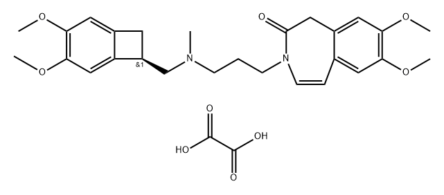 2H-3-Benzazepin-2-one, 3-[3-[[[(7R)-3,4-dimethoxybicyclo[4.2.0]octa-1,3,5-trien-7-yl]methyl]methylamino]propyl]-1,3-dihydro-7,8-dimethoxy-, ethanedioate (1:1) Structure