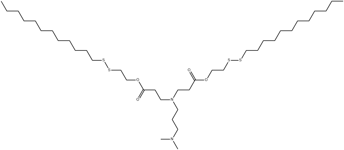 β-Alanine, N-[3-(dimethylamino)propyl]-N-[3-[2-(dodecyldithio)ethoxy]-3-oxopropyl]-, 2-(dodecyldithio)ethyl ester Structure