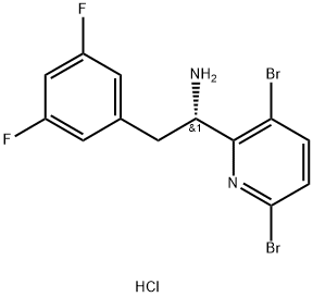 (S)-1-(3,6-二溴吡啶-2-基)-2-(3,5-二氟苯基)乙-1-胺盐酸盐 结构式