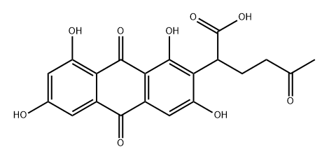 2-Anthraceneacetic acid, 9,10-dihydro-1,3,6,8-tetrahydroxy-9,10-dioxo-α-(3-oxobutyl)- Structure