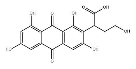 2-Anthraceneacetic acid, 9,10-dihydro-1,3,6,8-tetrahydroxy-α-(2-hydroxyethyl)-9,10-dioxo- 结构式