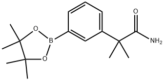 2-甲基-2-[3-(四甲基-1,3,2-二氧杂硼环戊烷-2-基)苯基]丙酰胺, 1628010-80-9, 结构式