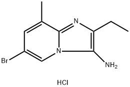 6-溴-2-乙基-8-甲基咪唑并[1,2A]嘧啶-3-氨基盐酸盐, 1628263-43-3, 结构式