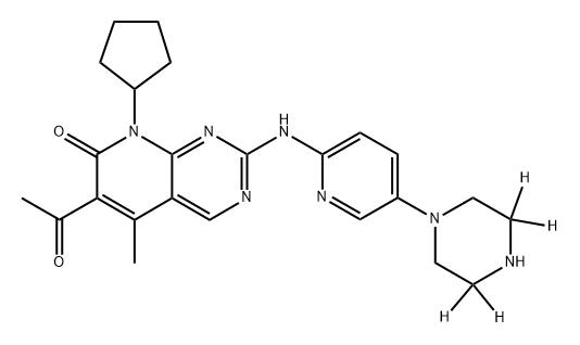 Pyrido[2,3-d]pyrimidin-7(8H)-one, 6-acetyl-8-cyclopentyl-5-methyl-2-[[5-(1-piperazinyl-3,3,5,5-d4)-2-pyridinyl]amino]- Structure
