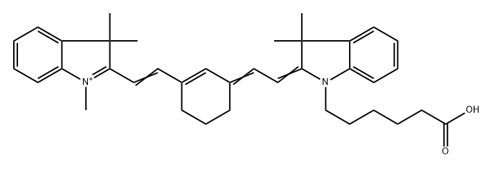 3H-Indolium, 2-[2-[3-[2-[1-(5-carboxypentyl)-1,3-dihydro-3,3-dimethyl-2H-indol-2-ylidene]ethylidene]-1-cyclohexen-1-yl]ethenyl]-1,3,3-trimethyl- Structure