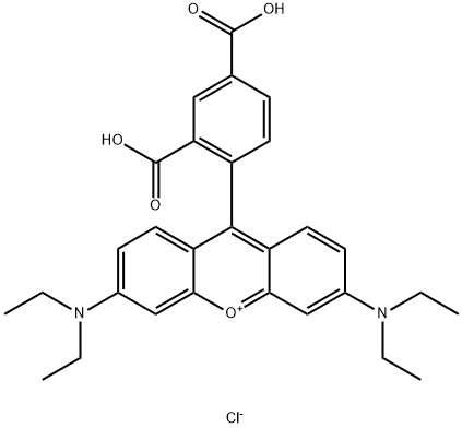 Xanthylium, 9-(2,4-dicarboxyphenyl)-3,6-bis(diethylamino)-, chloride (1:1) Structure