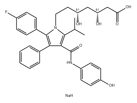 1H-Pyrrole-1-heptanoic acid, 2-(4-fluorophenyl)-β,δ-dihydroxy-4-[[(4-hydroxyphenyl)amino]carbonyl]-5-(1-methylethyl)-3-phenyl-, monosodium salt, (βR,δR)- (9CI) Structure