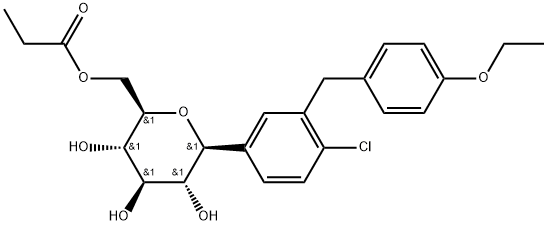 D-Glucitol, 1,5-anhydro-1-C-[4-chloro-3-[(4-ethoxyphenyl)methyl]phenyl]-, 6-propanoate, (1S)- Structure
