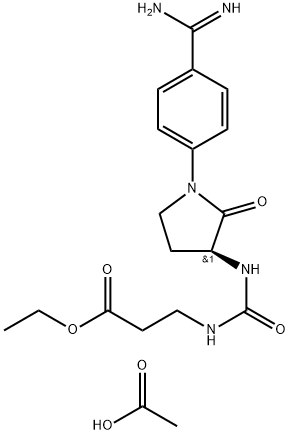 β-Alanine, N-[[[(3S)-1-[4-(aminoiminomethyl)phenyl]-2-oxo-3-pyrrolidinyl]amino]carbonyl]-, ethyl ester, monoacetate (9CI) Structure