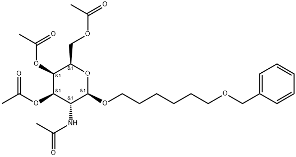 β-D-Galactopyranoside, 6-(phenylmethoxy)hexyl 2-(acetylamino)-2-deoxy-, 3,4,6-triacetate Struktur