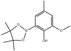 2-methoxy-4-methyl-6-(4,4,5,5-tetramethyl-1,3,2-dioxaborolan-2-yl)phenol Struktur