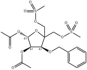 β-D-erythro-Pentofuranose, 4-C-[[(methylsulfonyl)oxy]methyl]-3-O-(phenylmethyl)-, 1,2-diacetate 5-methanesulfonate Structure