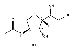 Acetamide, N-5-(1,2-dihydroxyethyl)-4-hydroxy-3-pyrrolidinyl-, monohydrochloride, 3S-3.alpha.,4.beta.,5.beta.(R*)- Structure