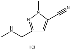 1-甲基-3-(甲氨基)甲基吡唑-5-甲腈盐酸盐, 1643141-20-1, 结构式