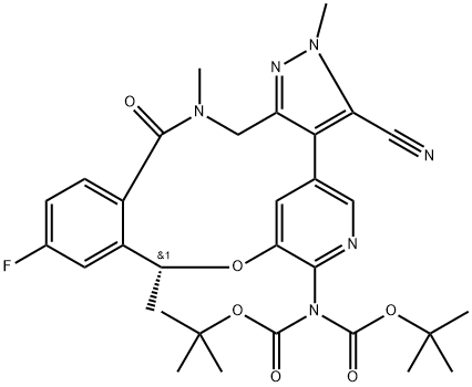 2-[(10R)-3-CYANO-12-FLUORO-10,15,16,17-TETRAHYDRO-2,10,16-TRIMETHYL-15-OXO-2H-4,8-METHENOPYRAZOLO[4,, 1643141-23-4, 结构式