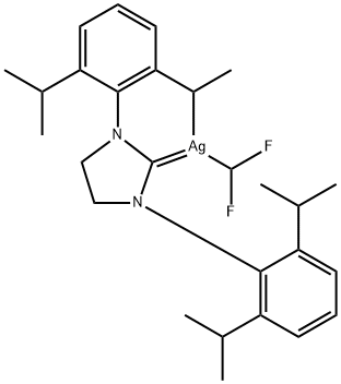 [1,3-Bis[2,6-bis(i-propyl)phenyl]-2-imidazolidinylidene]difluoromethylsilver(I) Structure