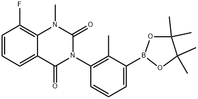 (3R)-8-Fluoro-1-methyl-3-[2-methyl-3-(4,4,5,5-tetramethyl-1,3,2-dioxaborolan-2-yl)phenyl]-2,4(1H,3H)-quinazolinedione Struktur