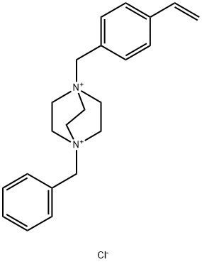 1-[(4-ethenylphenyl)methyl]-4-(phenylmethyl)-1,4-diazoniabicyclo[2.2.2]octane,chloride (1:2) Struktur