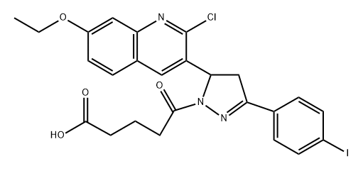 1H-Pyrazole-1-pentanoic acid, 5-(2-chloro-7-ethoxy-3-quinolinyl)-4,5-dihydro-3-(4-iodophenyl)-δ-oxo- Structure