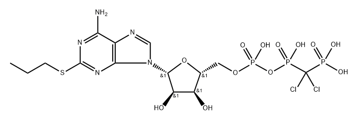 5'-Adenylic acid, 2-(propylthio)-, anhydride with P,P'-(dichloromethylene)bis[phosphonic acid] (1:1) Struktur