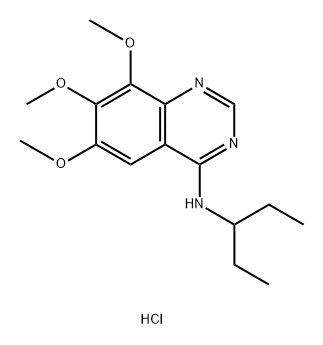 4-Quinazolinamine, N-(1-ethylpropyl)-6,7,8-trimethoxy-, hydrochloride (1:1) Structure