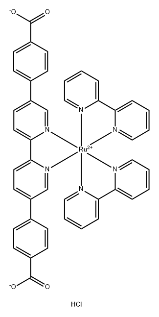 双(2,2'-联吡啶-ΚN1,ΚN1')[[4,4'-([2,2'-联吡啶]-5,5'-二基-ΚN1,ΚN1')双[苯甲酸]](2-)]-钌二盐酸盐 结构式