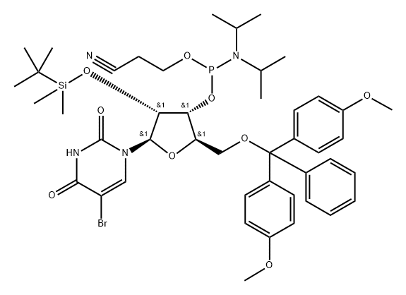 Uridine, 5'-O-[bis(4-methoxyphenyl)phenylmethyl]-5-bromo-2'-O-[(1,1-dimethylethyl)dimethylsilyl]-, 3'-[2-cyanoethyl bis(1-methylethyl)phosphoramidite] (9CI)|5-BR-RU 亚磷酰胺单体