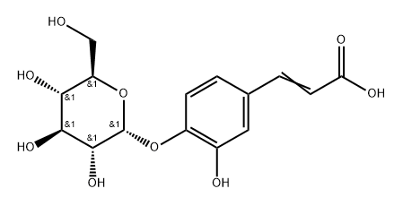2-Propenoic acid, 3-[4-(α-D-glucopyranosyloxy)-3-hydroxyphenyl]- Structure