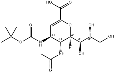 5-(乙酰氨基)-2,6-脱水-3,4,5-三脱氧-4 - [[(1,1-二甲基乙氧基)羰基]氨基] -D-甘油基-D-半乳-2-壬烯酸 结构式