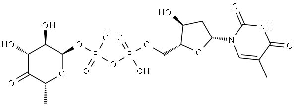 胸苷 5'-二磷酸酯 4-氧代-6-脱氧-D-葡萄糖 结构式