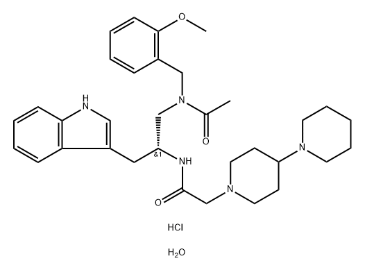 Lanepitant dihydrochloride trihydrate 化学構造式