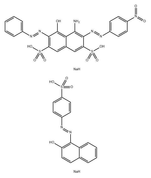 4-Amino-5-hydroxy-3-[(4-nitrophenyl)azo]-6-(phenylazo)-2,7-naphthalenedisulfonic acid disodium salt mixt. with 4-[(2-hydroxy-1-naphthalenyl)azo]benzenesulfonic acid monosodium salt Structure