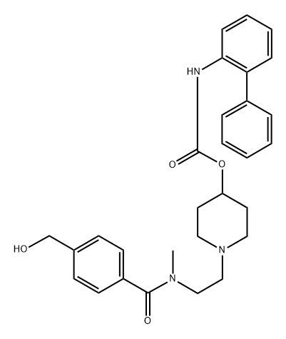 Carbamic acid, N-[1,1'-biphenyl]-2-yl-, 1-[2-[[4-(hydroxymethyl)benzoyl]methylamino]ethyl]-4-piperidinyl ester Struktur