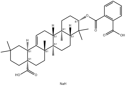 Olean-12-en-28-oic acid, 3-[(2-carboxybenzoyl)oxy]-, sodium salt (1:2), (3β)-, 168770-31-8, 结构式