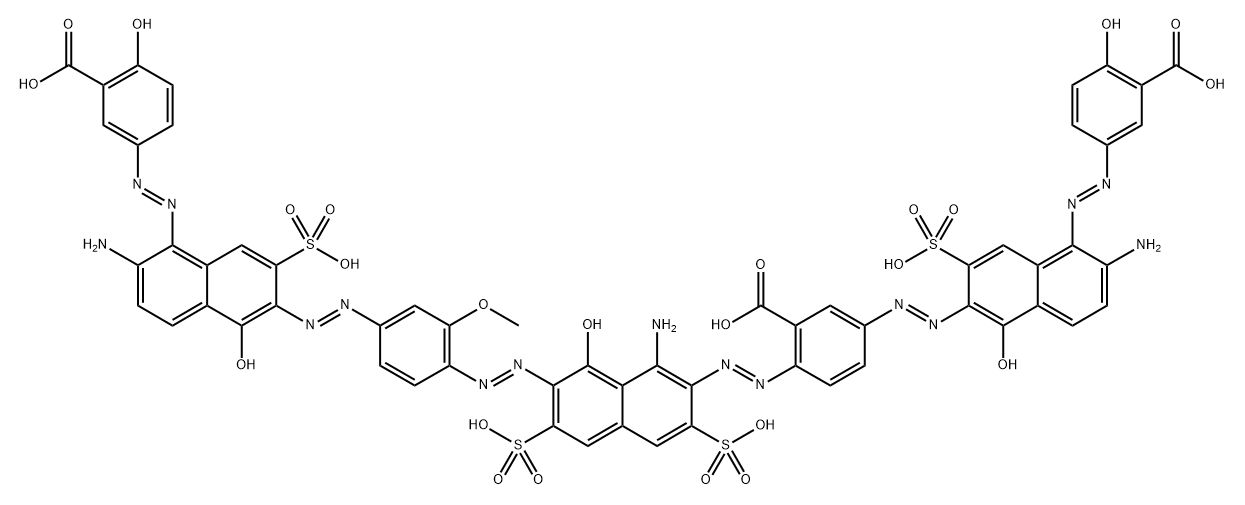 Benzoic acid, 2-[[1-amino-7-[[4-[[6-amino-5-[(3-carboxy-4-hydroxyphenyl)azo]-1-hydroxy-3-sulfo-2-naphthalenyl]azo]-2-methoxyphenyl]azo]-8-hydroxy-3,6-disulfo-2-naphthalenyl]azo]-5-[[6-amino-5-[(3-carboxy-4-hydroxyphenyl)azo]-1-hydroxy-3-sul Struktur