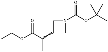 3-(1-乙氧基-1-氧代丙烷-2-亚基)氮杂环丁烷-1-羧酸叔丁酯 结构式