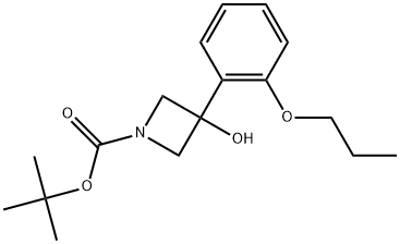 1,1-Dimethylethyl 3-hydroxy-3-(2-propoxyphenyl)-1-azetidinecarboxylate 结构式