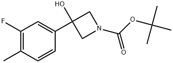 1,1-Dimethylethyl 3-(3-fluoro-4-methylphenyl)-3-hydroxy-1-azetidinecarboxylate 结构式