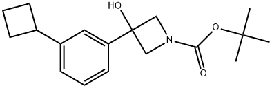 1,1-Dimethylethyl 3-(3-cyclobutylphenyl)-3-hydroxy-1-azetidinecarboxylate 结构式